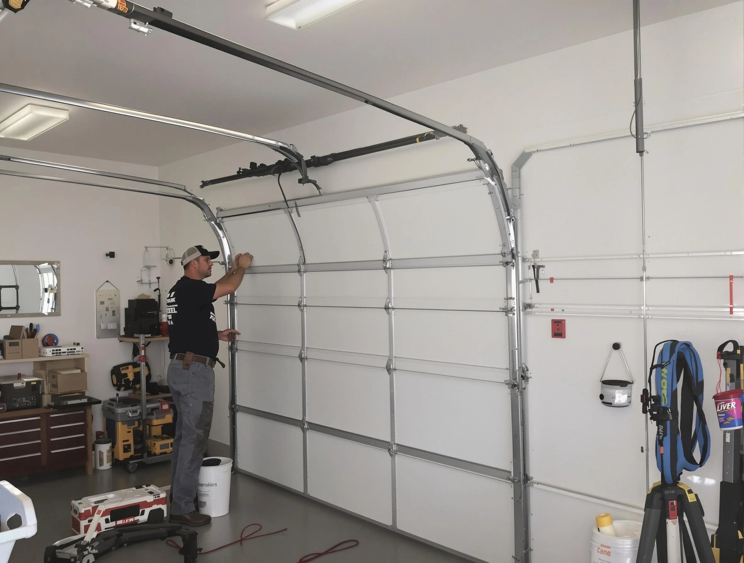 Nashua Garage Door Repair team installing new garage door in Nashua