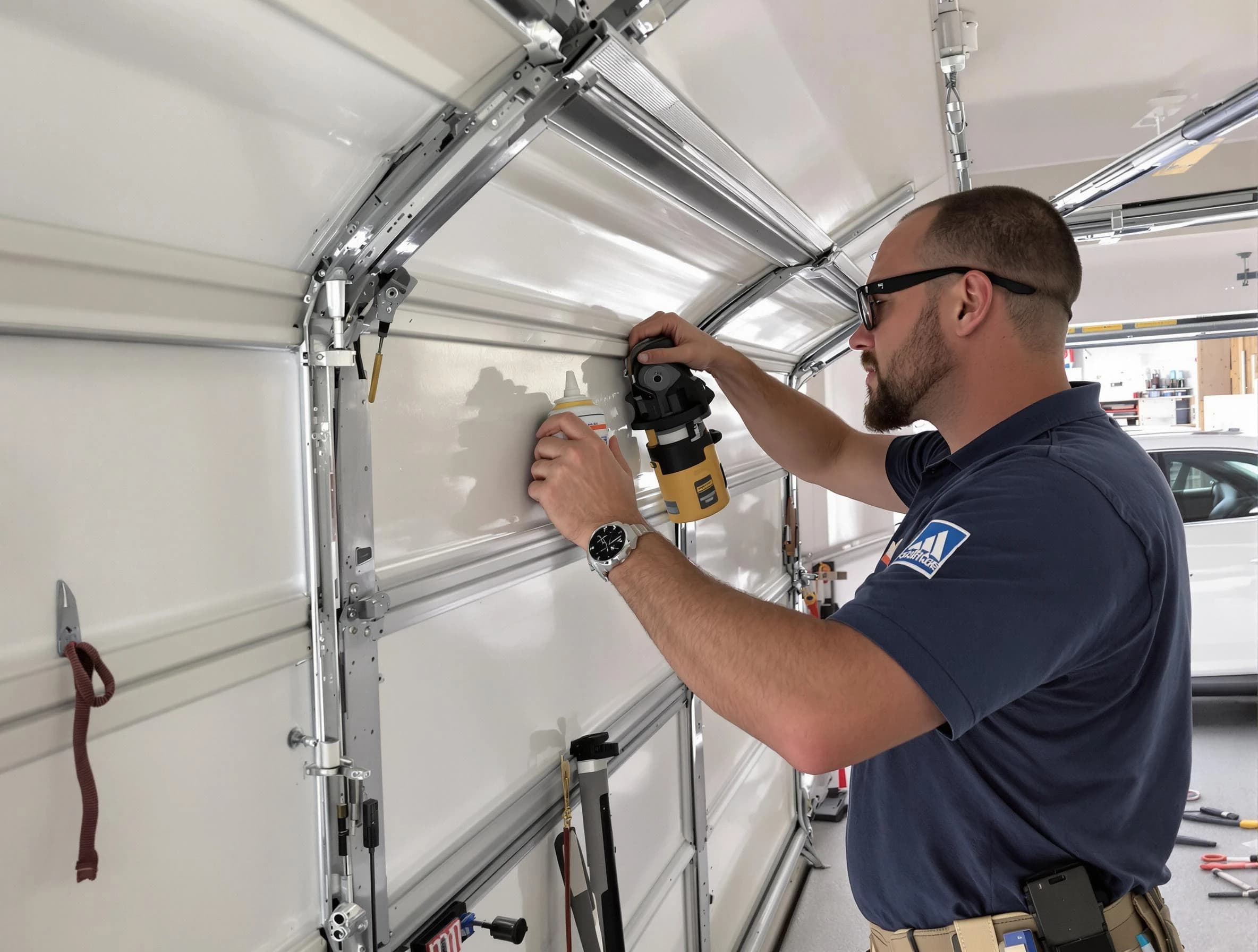 Nashua Garage Door Repair technician performing comprehensive noise reduction service in Nashua