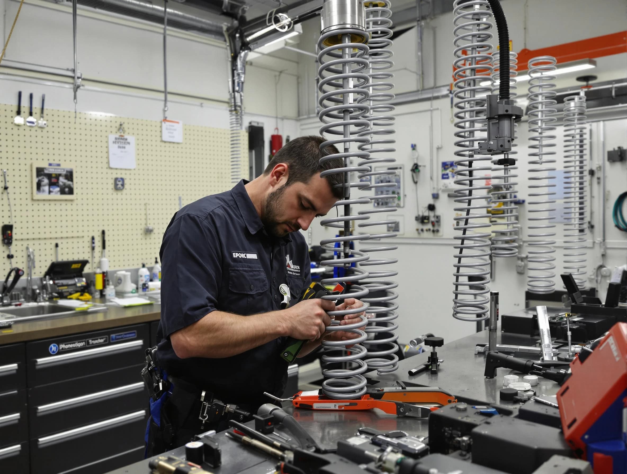 Nashua Garage Door Repair technician performing spring repair in Nashua